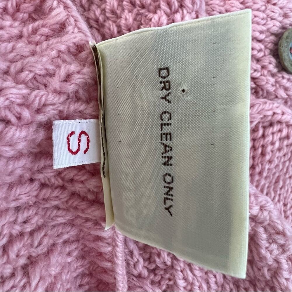 Connemara Knitwear Pink Irish Cable Knit Merino Wool Cardigan Sweater Size S - Picture 9 of 10